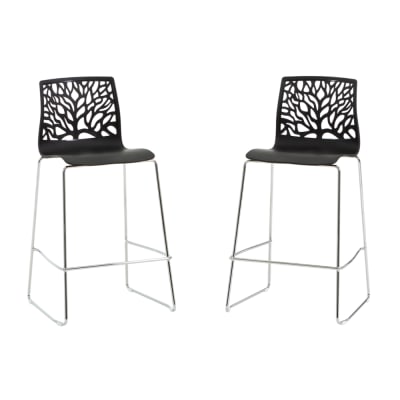 Set de 2 tabourets de cuisine en résine avec fibre de verre anthracite