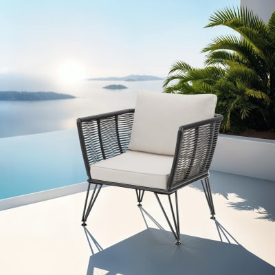 Lot de 2 fauteuils de jardin en résine tressée avec housses amovibles