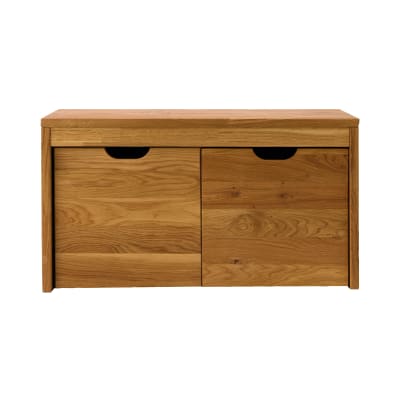 Banc avec 2 cubes de rangement en chêne massif