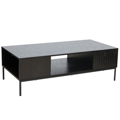 Table basse en acier et mdf décor mélaminé 120 cm noir