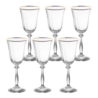 Boîte de 6 verres à pied angela filet or 35 cl transparent / cristal