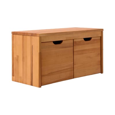 Banc avec 2 cubes de rangement en hêtre massif
