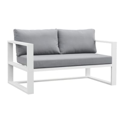 Canapé 2 places de jardin en aluminium blanc L144 x P75 x H64 cm