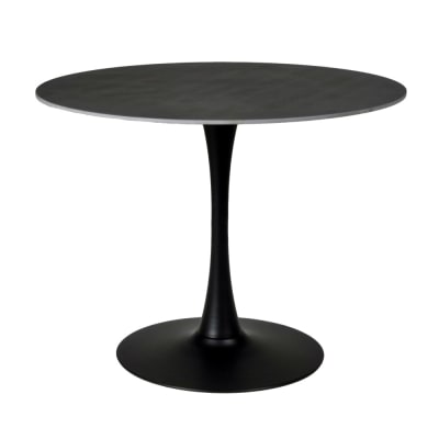 Table ronde, pied métal et plateau en pierre sintérisée, noir