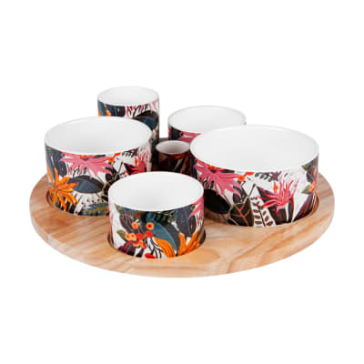 Service apéritif 6 pièces   31 cm multicolore en porcelaine