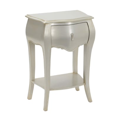 Table de chevet 1 tiroir argentée l45 cm murano argent / métallique
