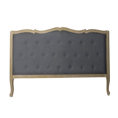 Tête de lit pour lit 180 cm en chêne  et tissu murano céleste gris