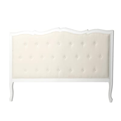 Tête de lit pour lit 180 cm en bois  cassé et tissu murano blanc en