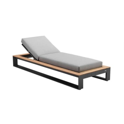 Bain de soleil en aluminium gris 220 x 86 x 88.5 cm