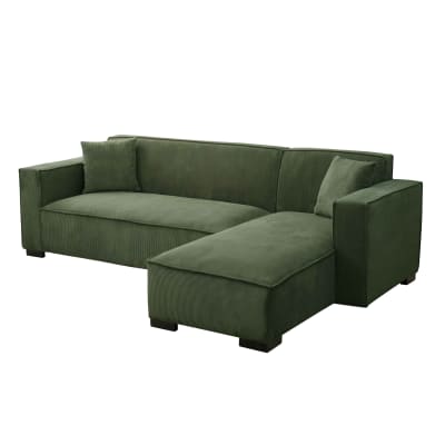 Canapé d'angle droit 3 places droite vert kaki l 247 cm
