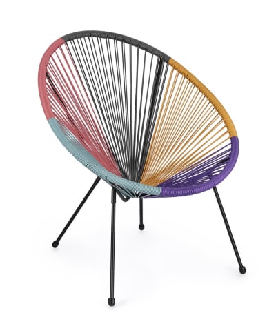 Fauteuil en acier et fibre synthétique multicolore