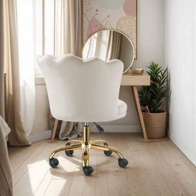 Chaise de bureau rembourrée revêtement velours avec double roulettes