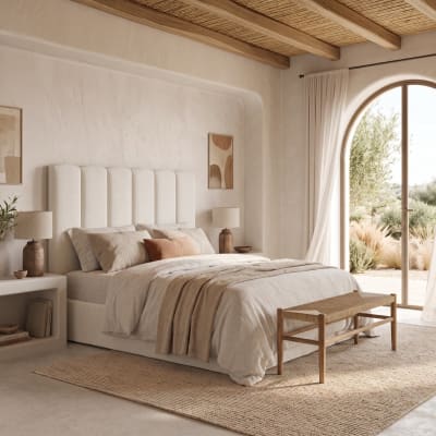 Tête de lit rembourrée extra-épaisse blanche, lit 160 cm, 170x120 cm