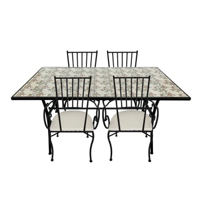 Table bistrot, 4 chaises, mosaïque,romantique