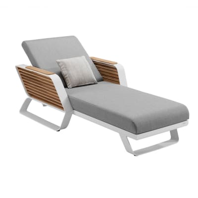 Bain de soleil en aluminium blanc  L197 x P88.5 x H55.5 (83.5) cm