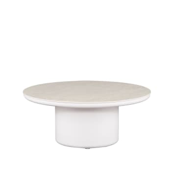 Table basse blanche en aluminium D90 x H37 cm