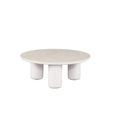 Table basse blanche en aluminium D80 x H32.5 cm