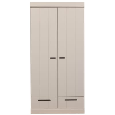 Armoire 2 portes 2 tiroirs en bois de pin gris