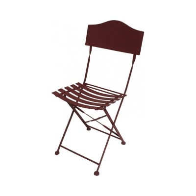 Chaise pliante jardin extérieur ancien métal bordeaux 85cm