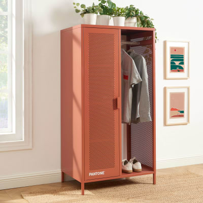 Vestiaire métal terracotta avec penderie h145cm