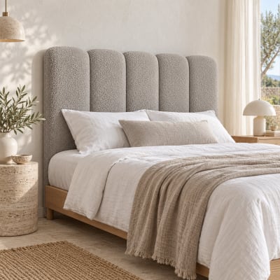Tête de lit extra-épaisse gris argenté, lit 140 cm, 150x120 cm