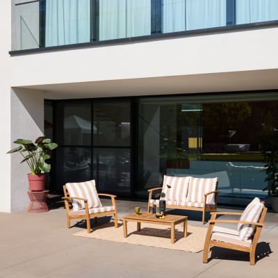 Salon de jardin bois d'acacia 4 places beige