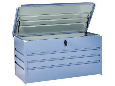 Coffre de rangement 132 cm 62 cm métal bleu