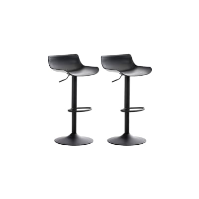 Lot 2 Tabourets de bar réglables pivotants en résine Noir