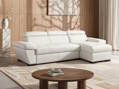 Canapé d'angle cuir 4 places blanc