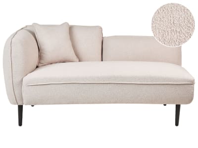 Chaise longue côté gauche bouclé beige clair