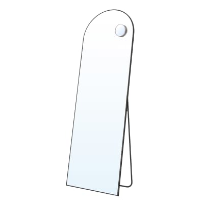 Miroir, avec miroir grossissant, verre trempé, 160 x 50 cm, noir