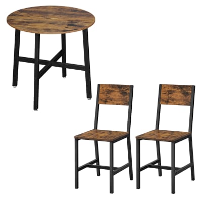 Ensemble de table à manger avec 2 chaises ronde 80 x 75 cm marron