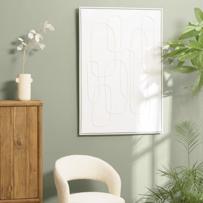 Décoration murale 83x123cm lignes abstraites n°2, cadre blanc
