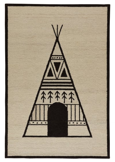 Tapis d'enfant tufté main - Tipi beige multicolore 80x150 cm