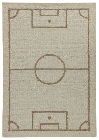 Tapis d'enfant tufté main - Football beige multicolore 140x200 cm