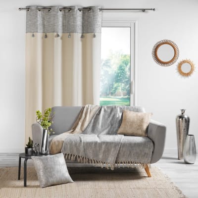 Rideau bohème parement doré ou argenté coton argent 0 x 1030