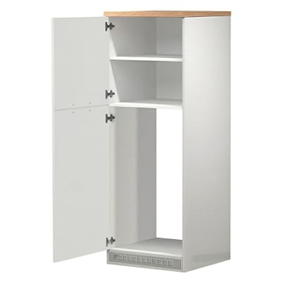 Buffet de cuisine effet bois blanc brillant, chêne clair 60x60h165 cm