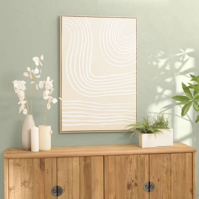 Décoration murale c - 83x123cm lignes abstraites, cadre naturel