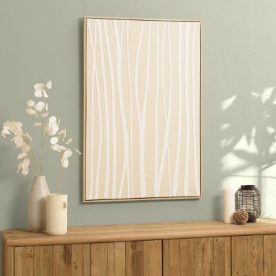 Décoration murale b - 83x123cm lignes abstraites, cadre naturel
