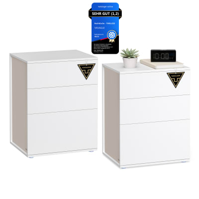 Ensembles de 2 tables de chevet avec 3 tiroirs blanc