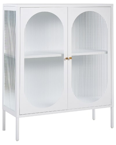 Armoire vitrine métal 90 cm 35 cm blanc