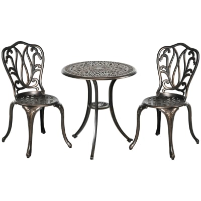 Salon de jardin style rétro 2 places 3 pièces fonte aluminium antique