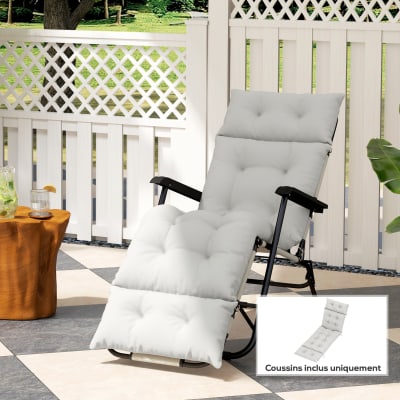 Coussin bain de soleil upf20+ matelas transat gris clair