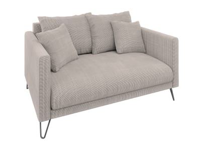 Canapé 2 places en tissu chenille taupe avec pieds en métal noir