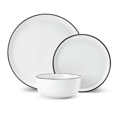 Service de table en porcelaine Limestone 12 pièces, blanc