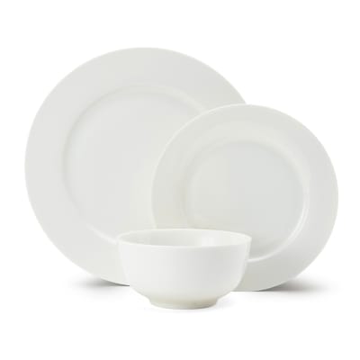 Service de table en porcelaine Egret 12 pièces, blanc