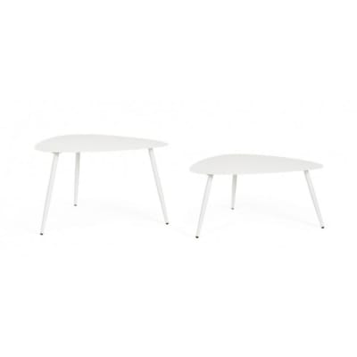 Set de 2 tables basses en acier blanc