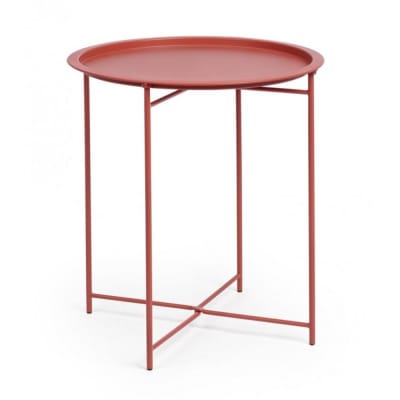 Set de 6 tables basses rondes en acier rouge