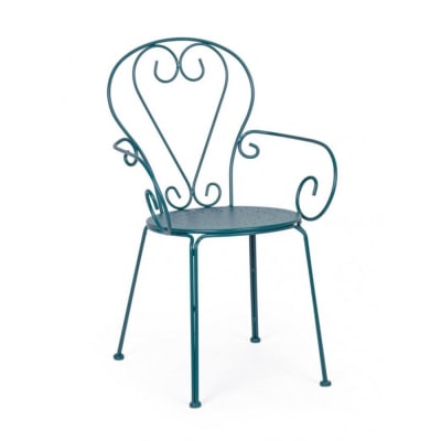 Lot de 4 chaises empilables en acier bleu avec accoudoirs