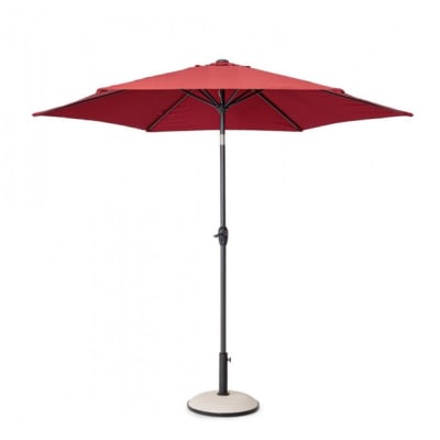 Grand parasol rond avec mât central en aluminium et toile rouge 2,7m